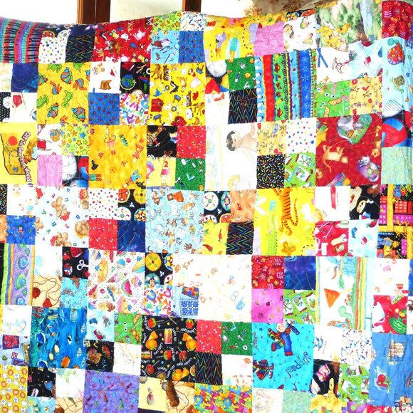 BLNK1 - Vintage PATCHWORK QUILT BABY BLANKET Baby Nursery Handmade Blanket - Picture 5 of 8